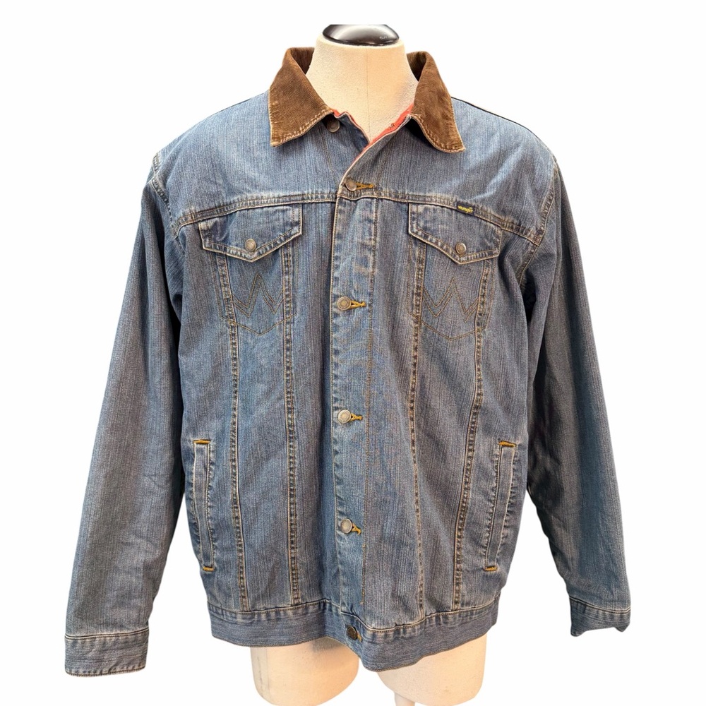 WRANGLER Flannel-Lined Denim Trucker Jacket – Size L